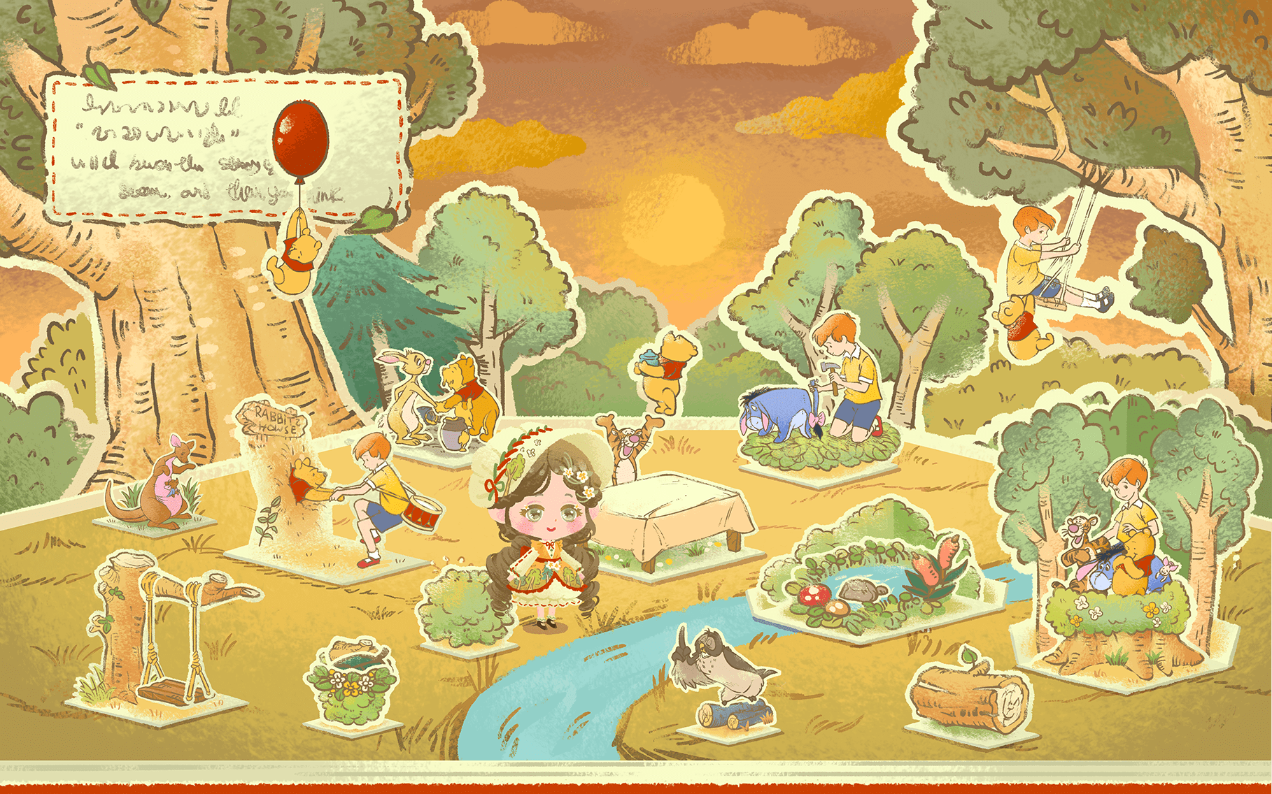 くまのプーさんスノードーム100エーカーの森 （ツムツム12月